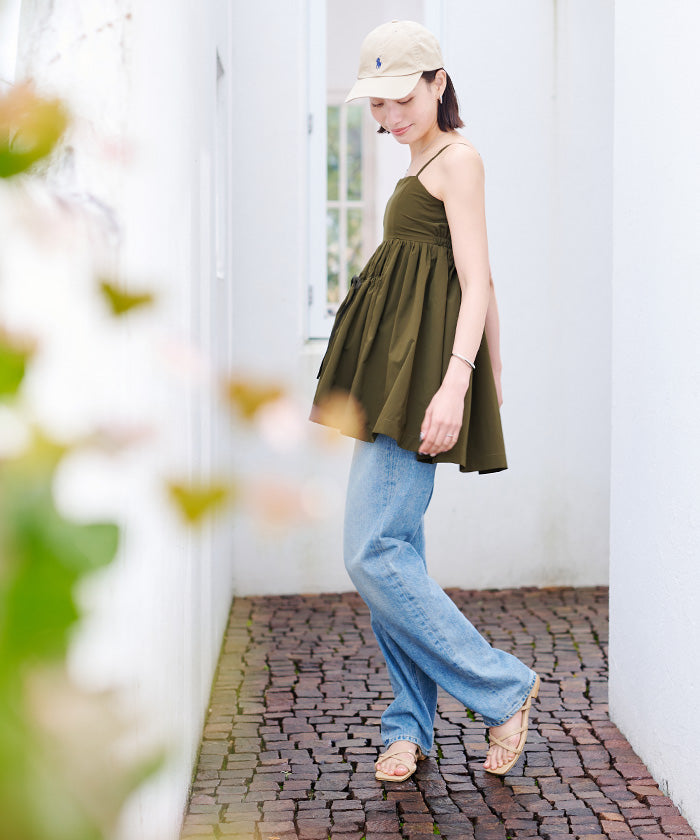 ユアーズ ur's カップ付撥水フレアキャミソール/ラッシュガード (ブラック) ブラック