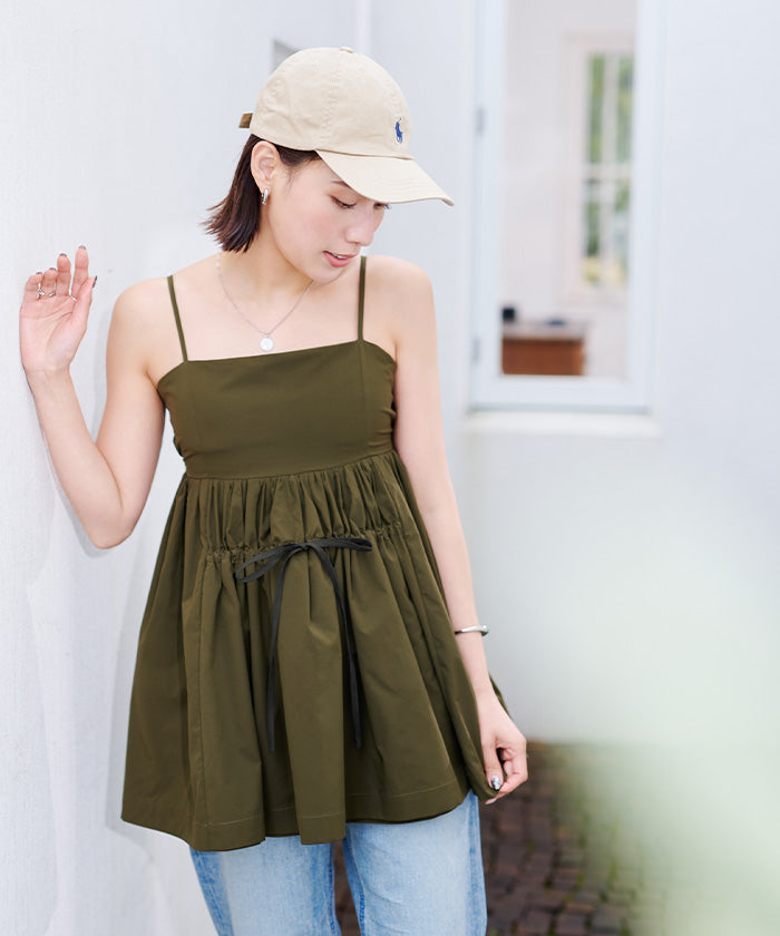 ユアーズ ur's カップ付撥水フレアキャミソール/ラッシュガード (カーキ) カーキ