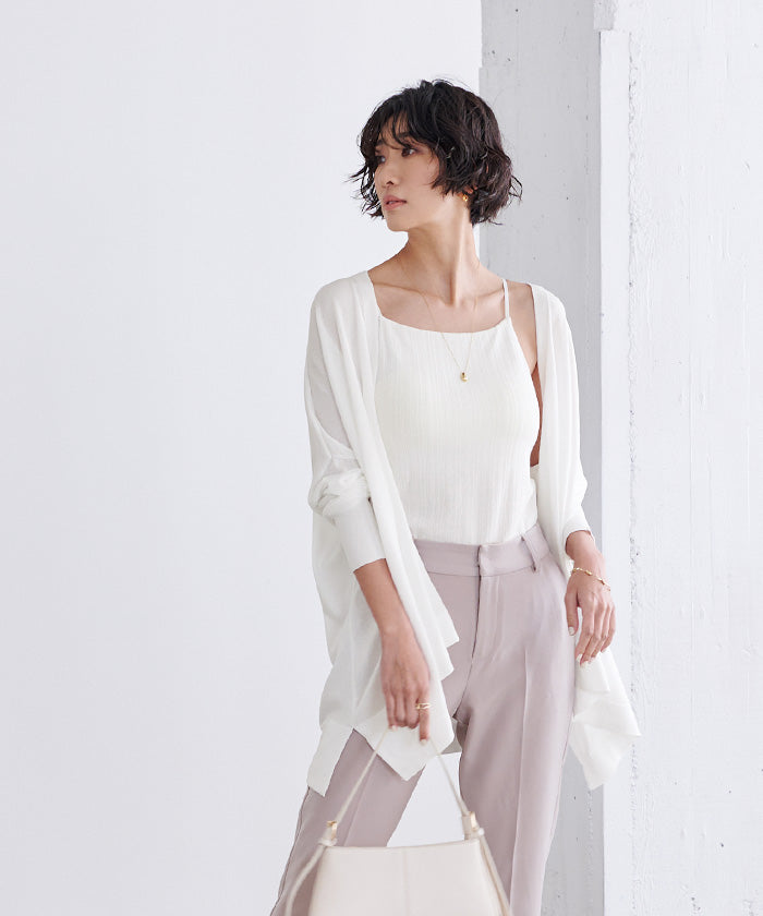 ユアーズ ur's UVケアイレギュラーヘムニットカーディガン (ホワイト) ホワイト