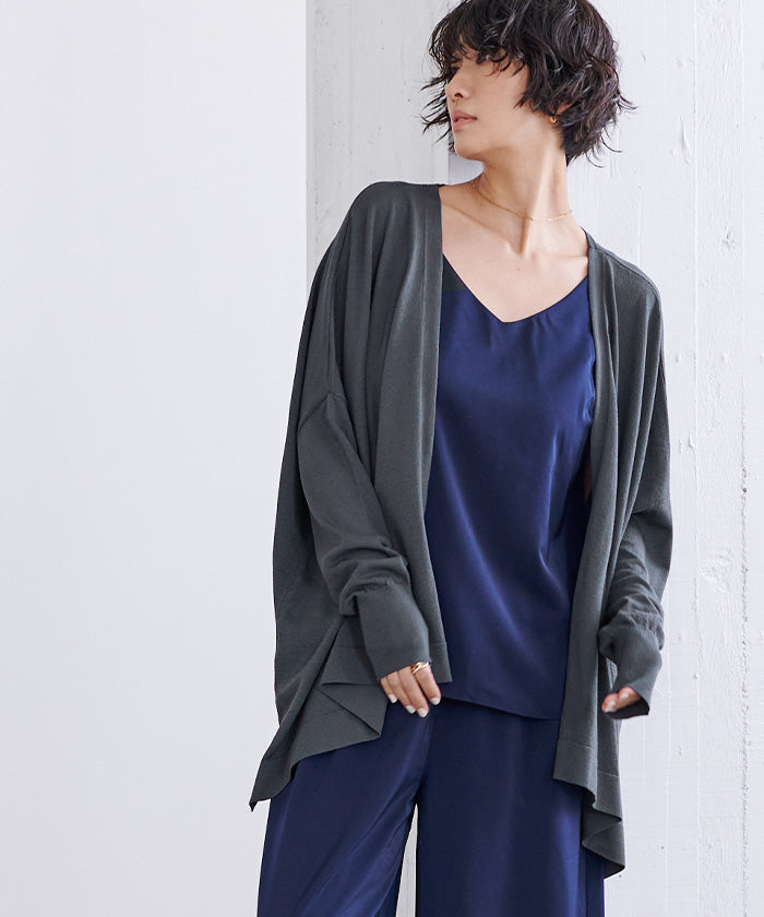 ユアーズ ur's UVケアイレギュラーヘムニットカーディガン (ホワイト) ホワイト