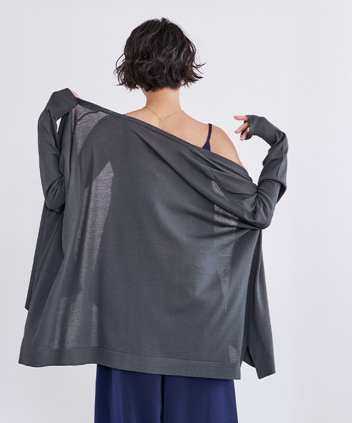 ユアーズ ur's UVケアイレギュラーヘムニットカーディガン (ホワイト) ホワイト