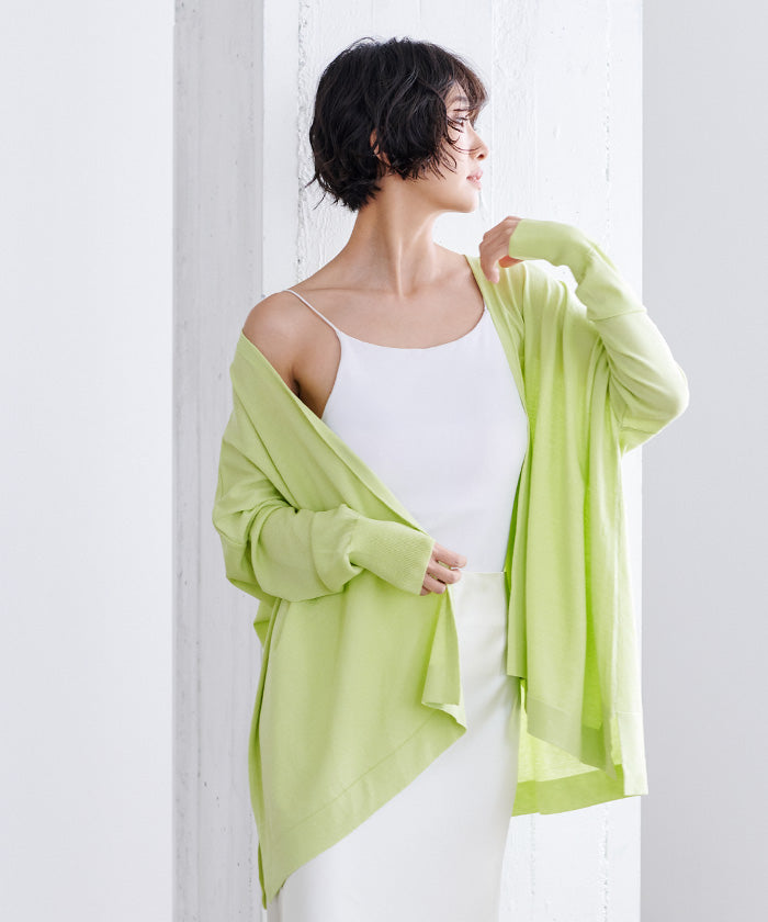 ユアーズ ur's UVケアイレギュラーヘムニットカーディガン (ホワイト) ホワイト