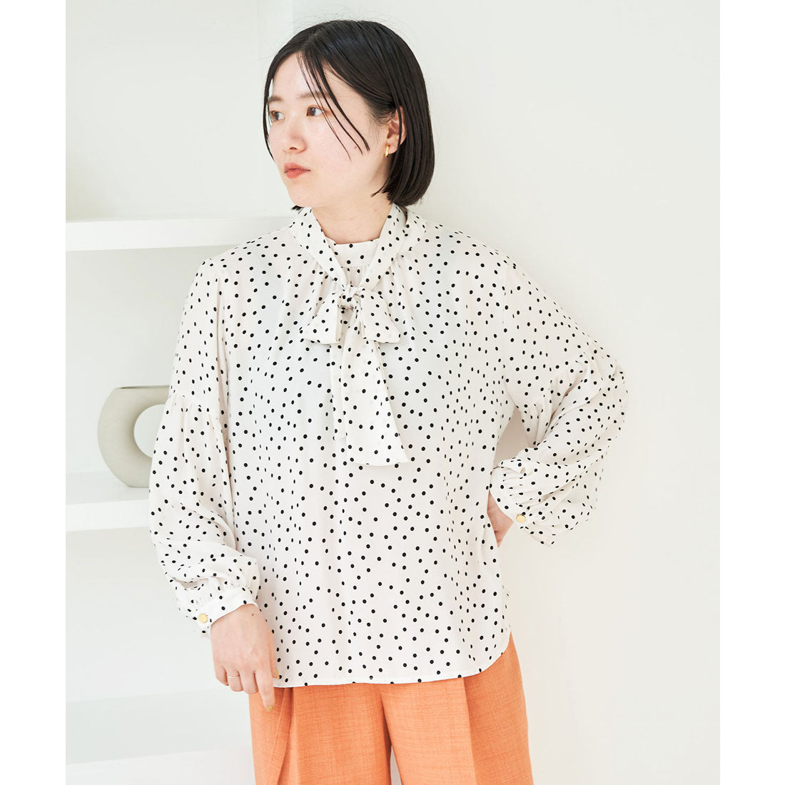 ビス VIS 【鎌倉シャツ×VIS】【マルチWAY】ボウタイ付きボリューム袖ブラウス (ラベンダー系(53)) ラベンダー系(53)