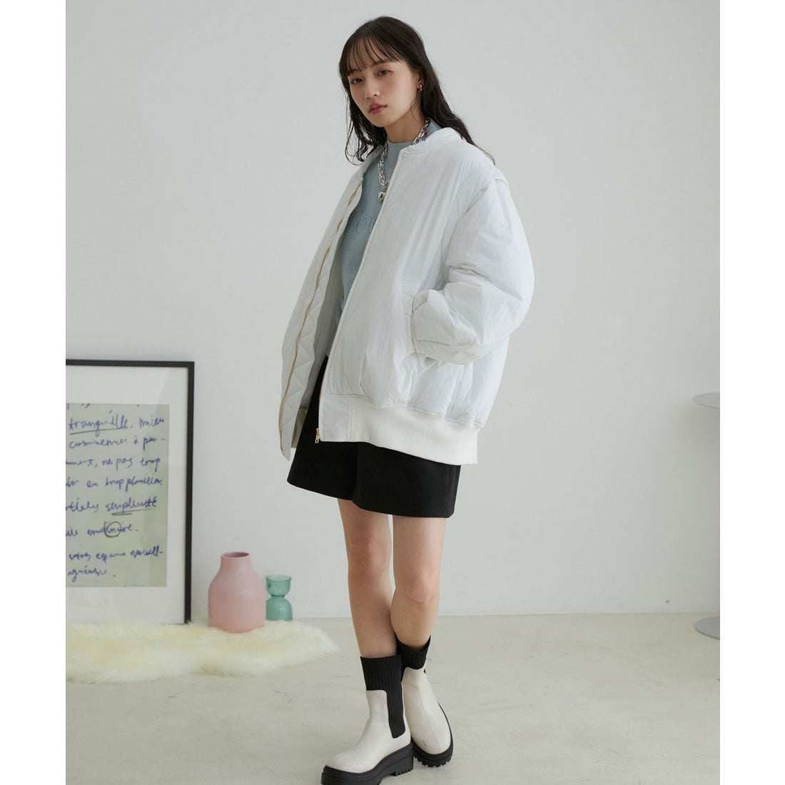 ビス VIS 【2WAY】袖取り外しボリュームブルゾン