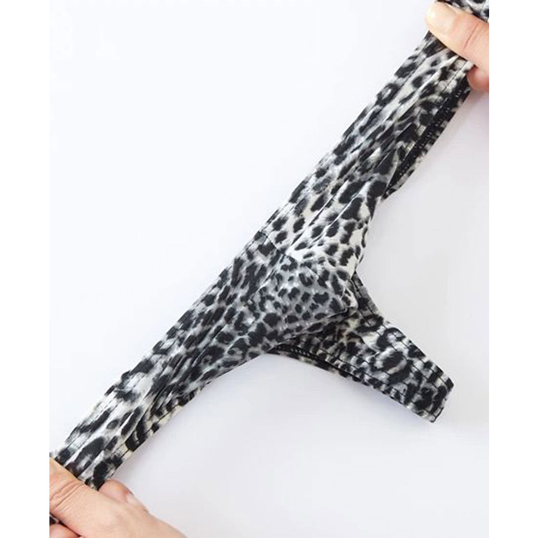 バニラ Vanilla メンズストレッチヒョウ柄Tバック【返品不可商品】 (黒系ライトブラウン) 黒系ライトブラウン