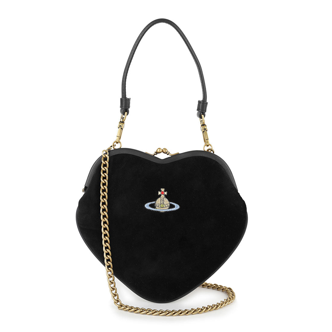 Vivian 威斯特伍德 Vivienne Westwood 手提包 刺繡圓球 BELLE HEART FRAME PURSE 4B01000DW W00ZL N401 黑色