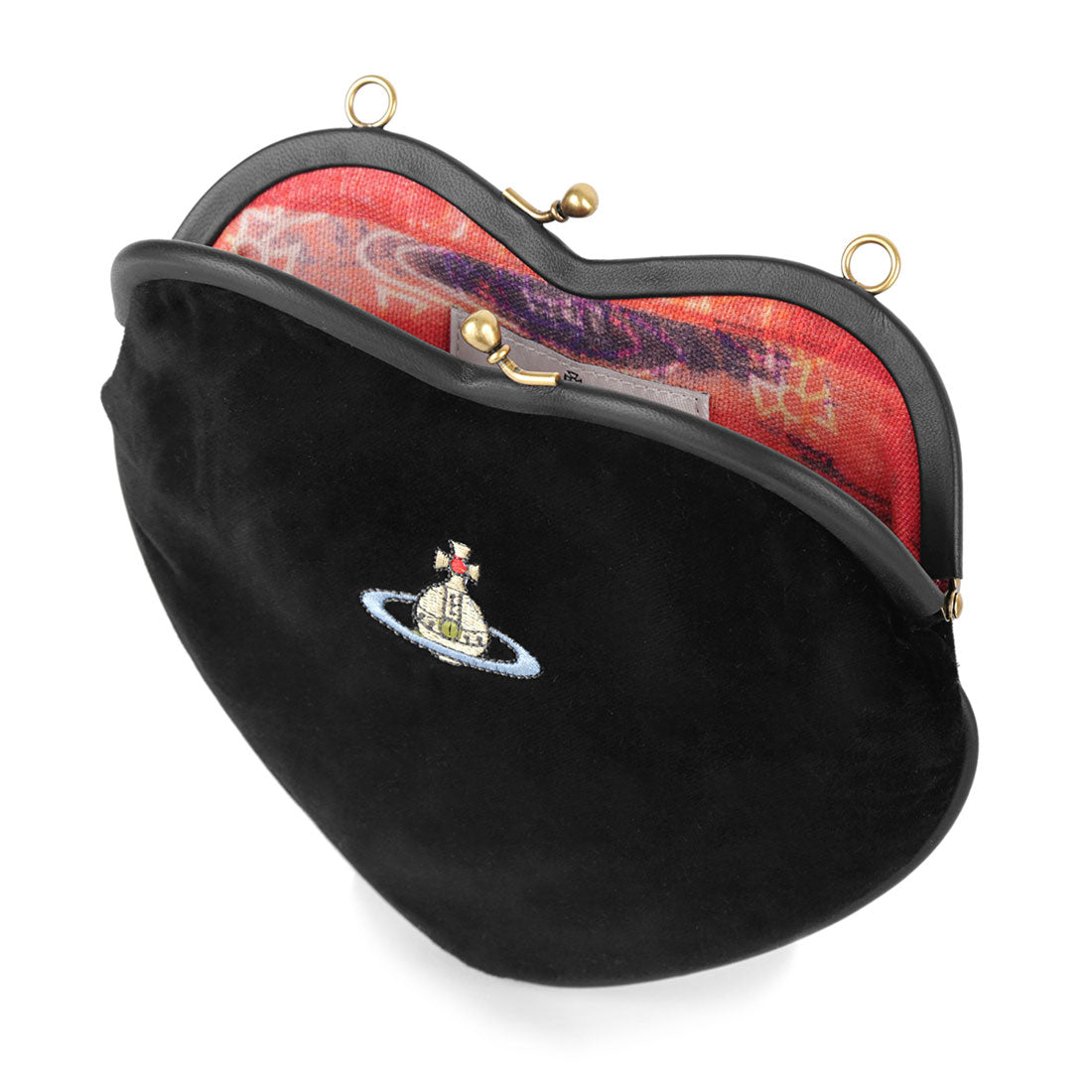 Vivian 威斯特伍德 Vivienne Westwood 手提包 刺繡圓球 BELLE HEART FRAME PURSE 4B01000DW W00ZL N401 黑色
