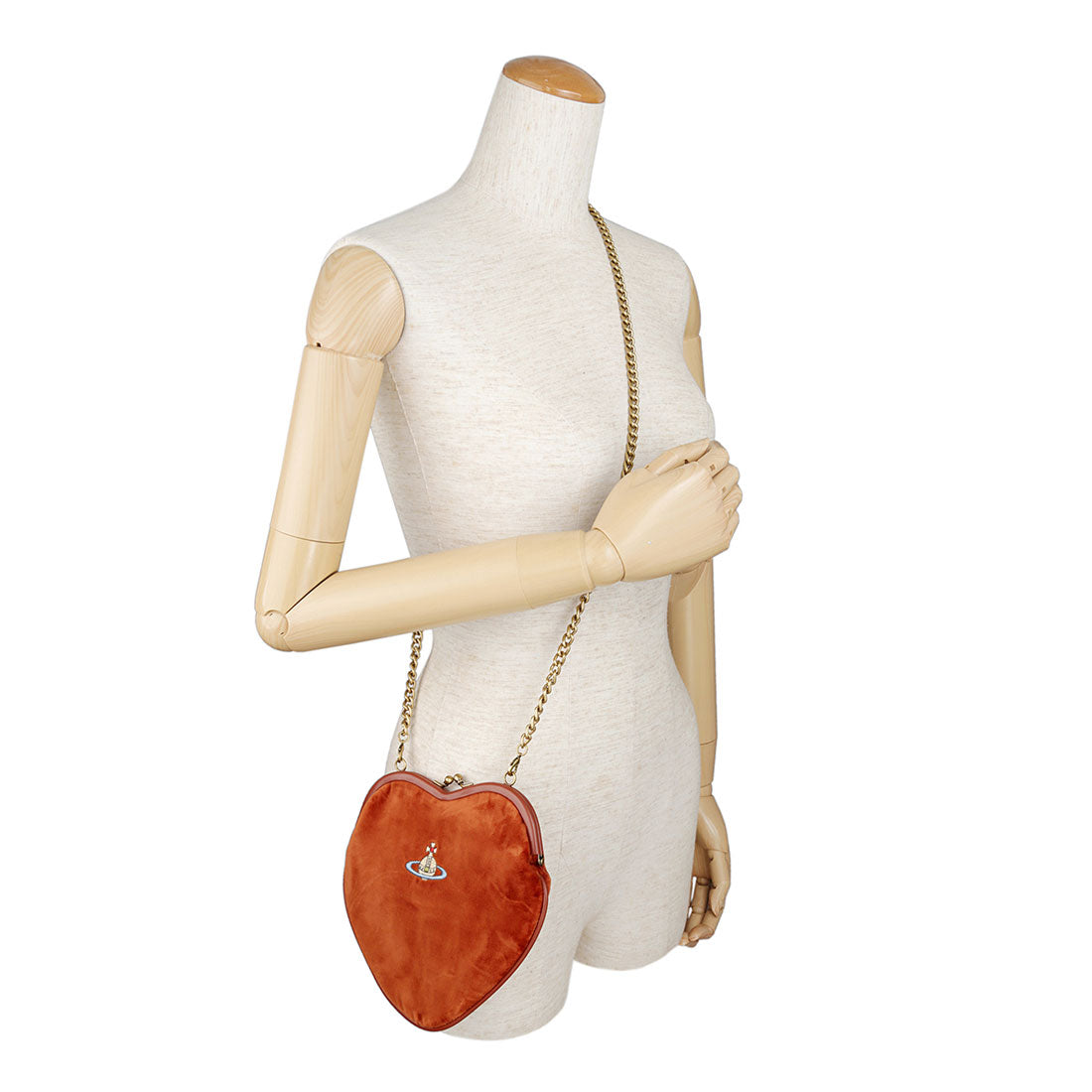 ヴィヴィアン ウエストウッド Vivienne Westwood ハンドバッグ エンブロイダードオーブ BELLE HEART FRAME PURSE 4B01000DW W00ZL F410 BURNT ORANGE
