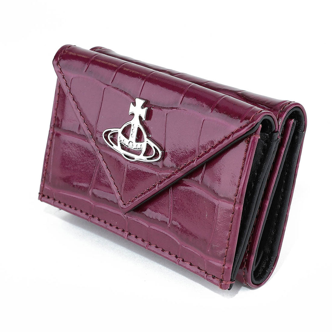 Vivian 威斯特伍德 Vivienne Westwood 三折錢包 壓紋 鱷魚 皮革 信封式 錢夾 帶口袋 5115002FW L0039 J403 紫色