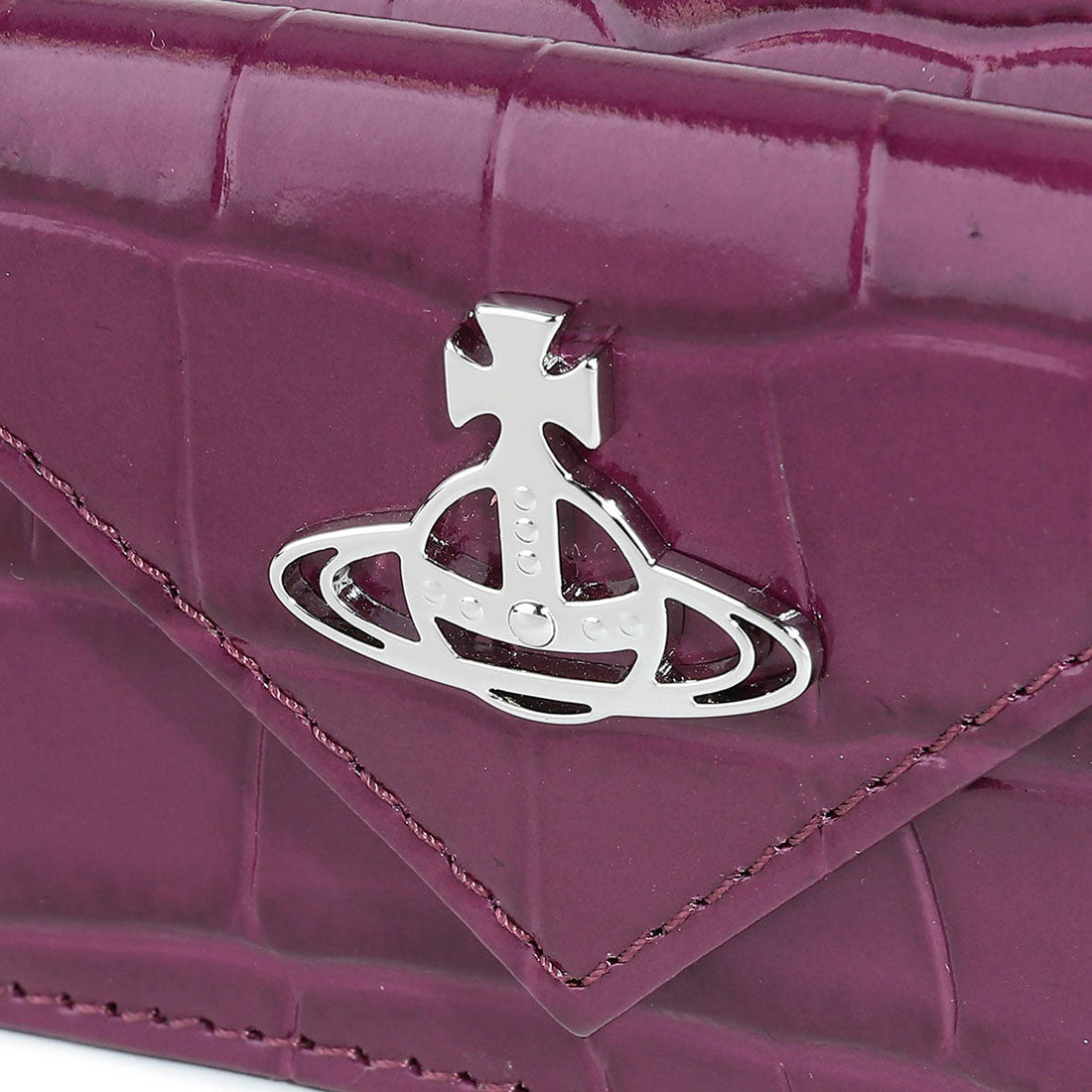 Vivian 威斯特伍德 Vivienne Westwood 三折錢包 壓紋 鱷魚 皮革 信封式 錢夾 帶口袋 5115002FW L0039 J403 紫色