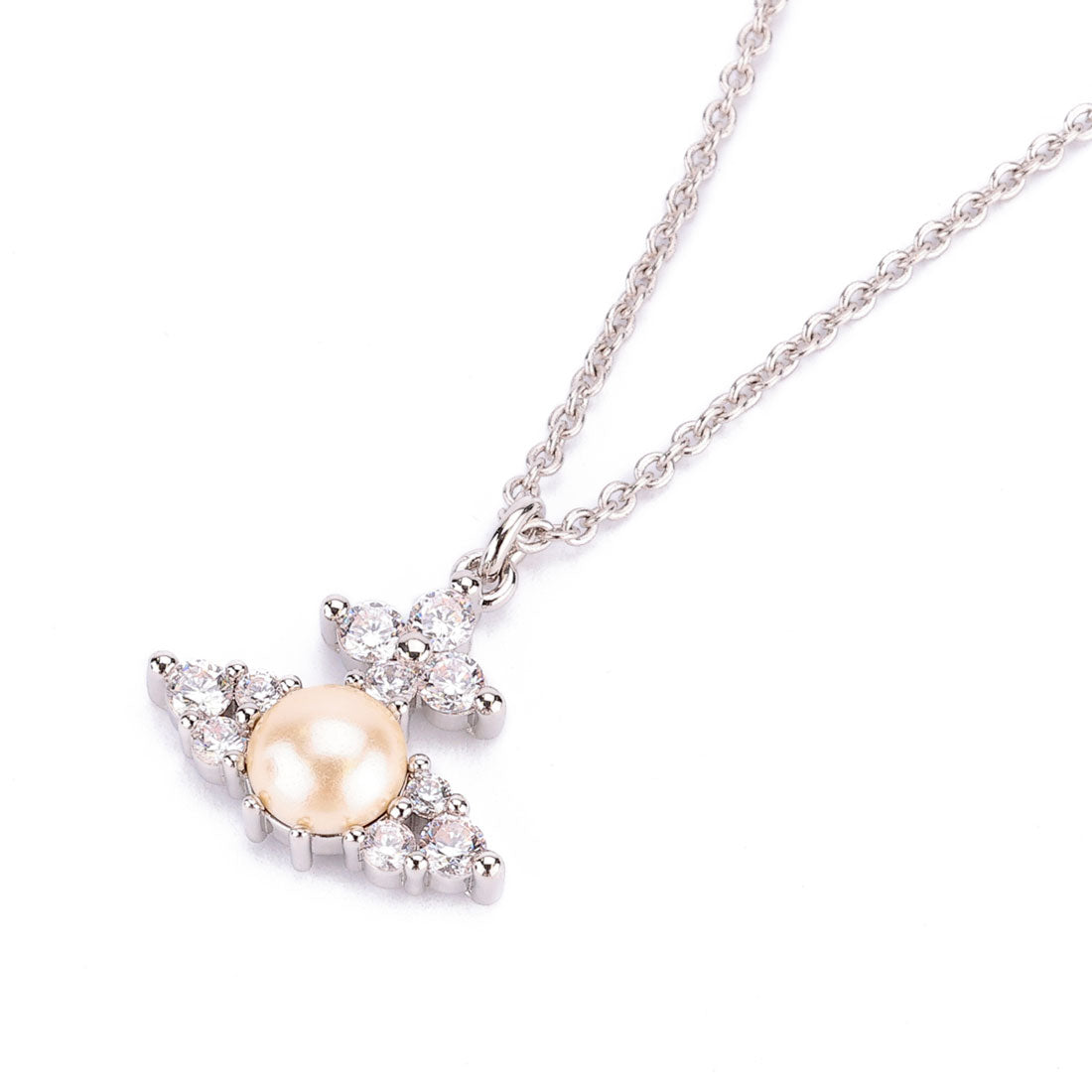 ヴィヴィアン ウエストウッド Vivienne Westwood ネックレス フェオドラ PENDANT NECKLACE 630203EP 02P373 PLATINUM/WHITE CZ/CREAMROSE (プラチナ/ホワイトキュービックジルコニア/クリームローズ) プラチナ/ホワイトキュービックジルコニア/クリームローズ