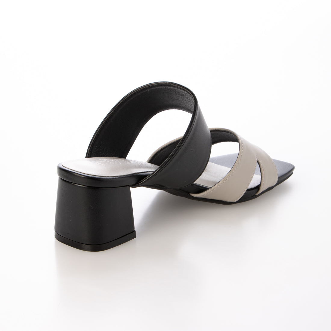 ヴィヴィアン VIVIAN サッと履ける!スクエアトゥスリットデザインバンドサンダル (ブラックコンビ) ブラックコンビ