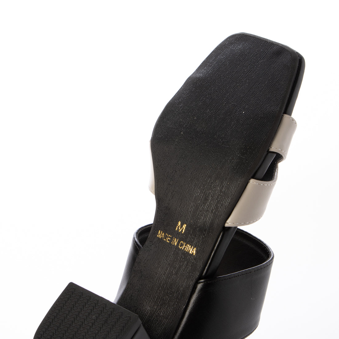 ヴィヴィアン VIVIAN サッと履ける!スクエアトゥスリットデザインバンドサンダル (ブラックコンビ) ブラックコンビ