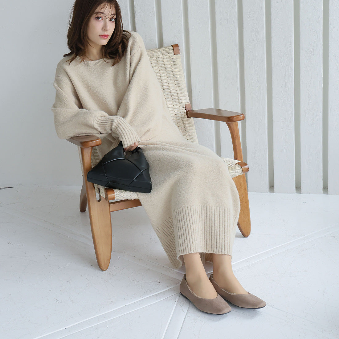 ヴィヴィアン VIVIAN もふぽかファーインナーフラットシューズ (グレージュスエード) グレージュスエード