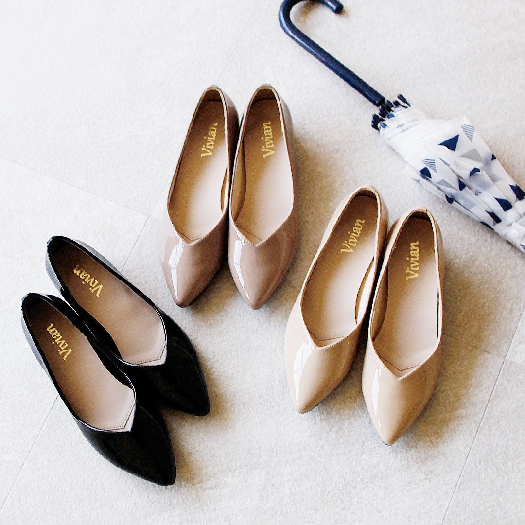 ヴィヴィアン VIVIAN ポインテッドトゥVカットレインパンプス