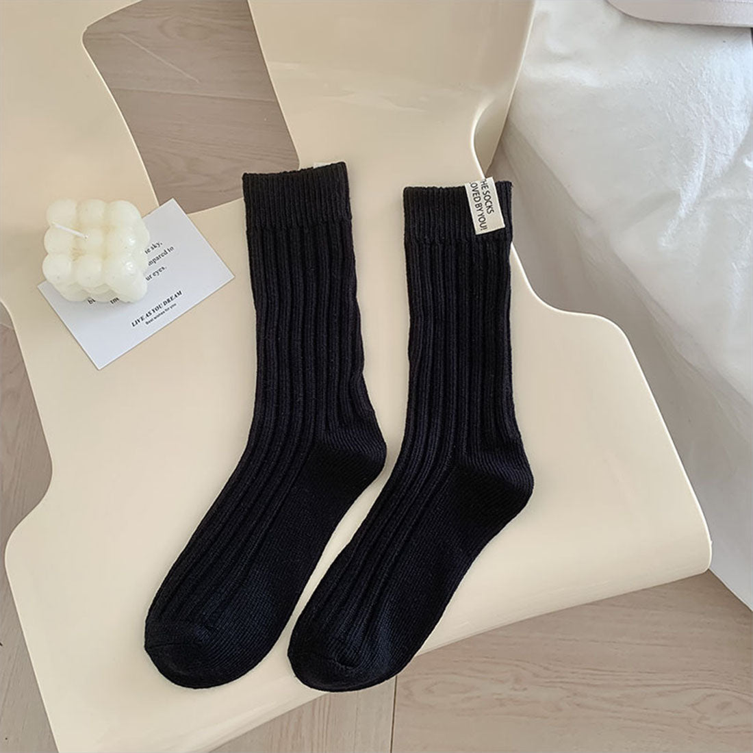 ヴィヴィアン VIVIAN バックタグリブソックス (ブラック) ブラック