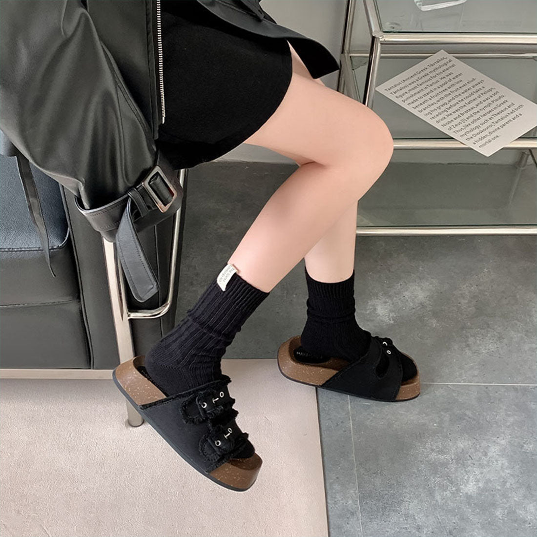 ヴィヴィアン VIVIAN バックタグリブソックス (ブラック) ブラック