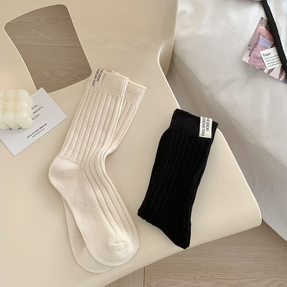 ヴィヴィアン VIVIAN バックタグリブソックス (ブラック) ブラック