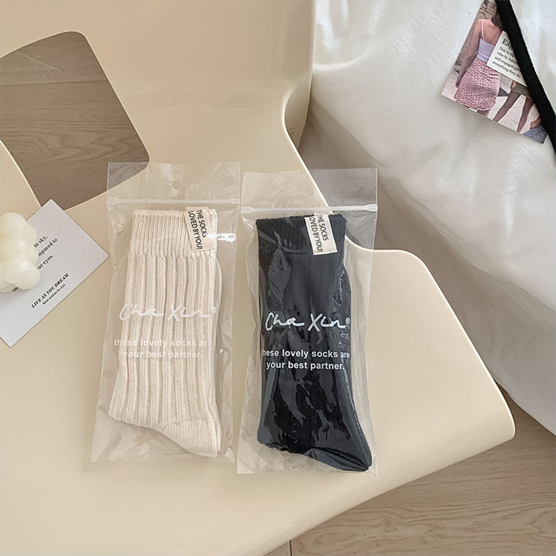 ヴィヴィアン VIVIAN バックタグリブソックス (ブラック) ブラック