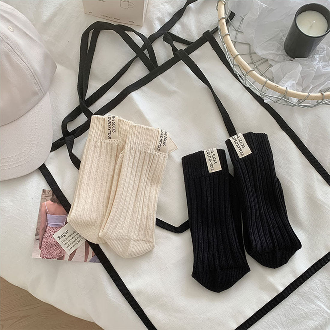 ヴィヴィアン VIVIAN バックタグリブソックス (ブラック) ブラック