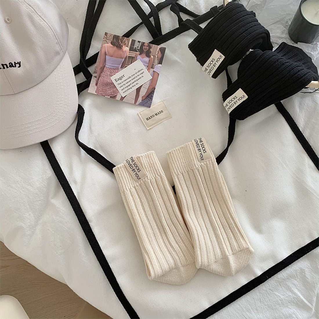 ヴィヴィアン VIVIAN バックタグリブソックス (ブラック) ブラック