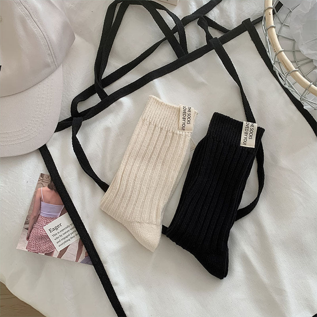 ヴィヴィアン VIVIAN バックタグリブソックス (ブラック) ブラック