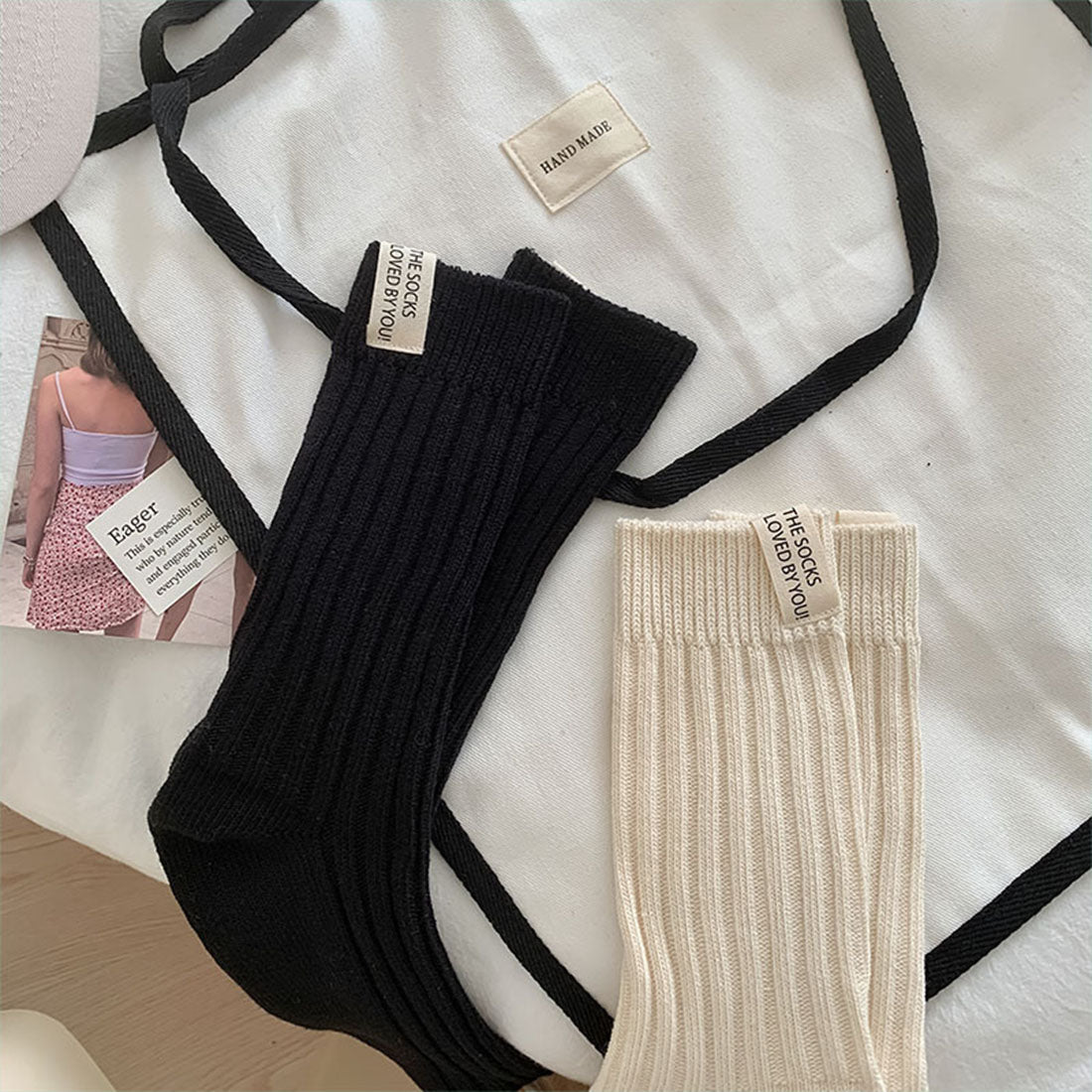 ヴィヴィアン VIVIAN バックタグリブソックス (ブラック) ブラック