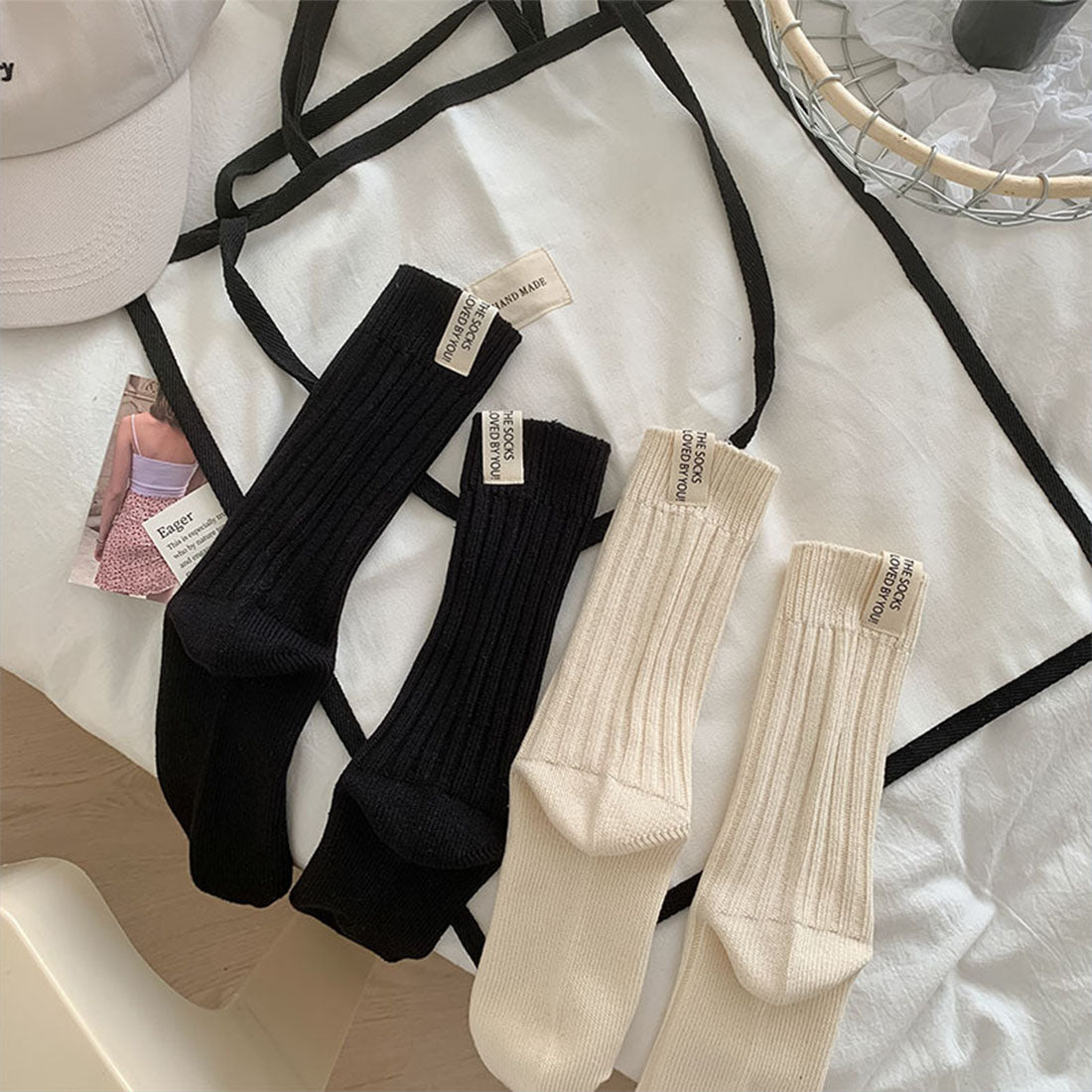 ヴィヴィアン VIVIAN バックタグリブソックス (ブラック) ブラック