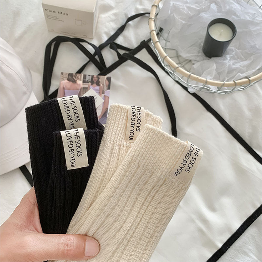 ヴィヴィアン VIVIAN バックタグリブソックス (ブラック) ブラック