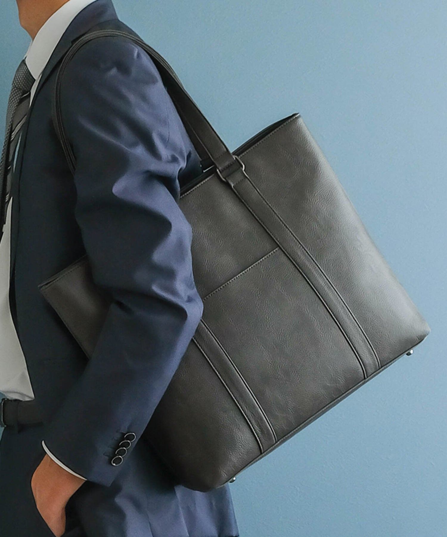 ヴィータフェリーチェ VitaFelice トートバッグ メンズ A4 ノートPC収納 自立 肩掛け 通勤通学 ビジネスバッグ カッチリ フェイクレザーバッグ 秋冬,DGRAY