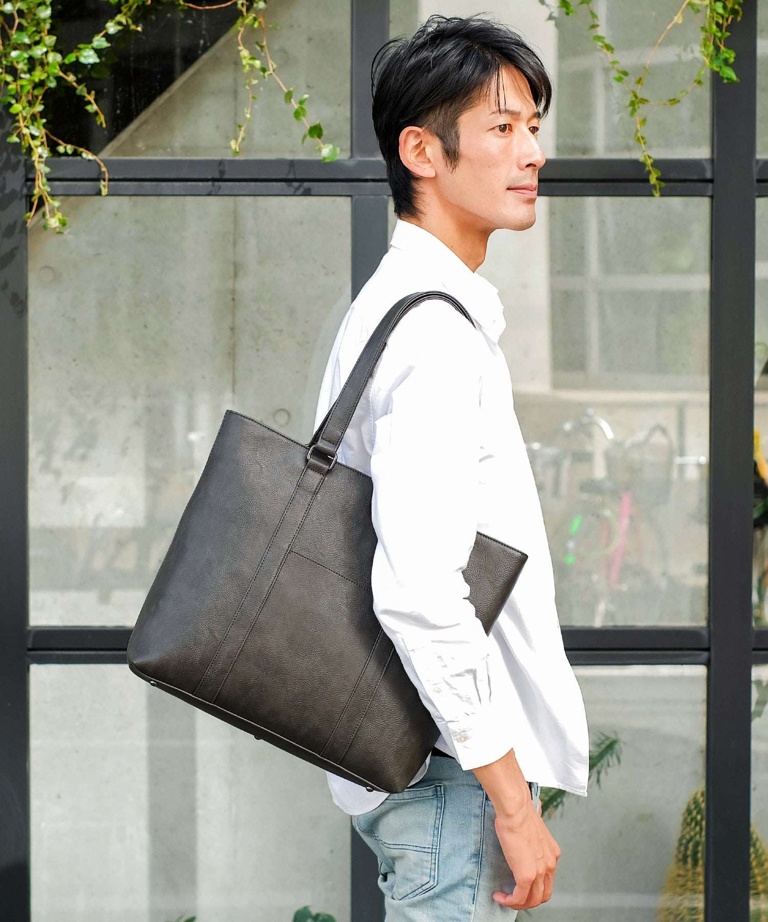 ヴィータフェリーチェ VitaFelice トートバッグ メンズ A4 ノートPC収納 自立 肩掛け 通勤通学 ビジネスバッグ カッチリ フェイクレザーバッグ 秋冬