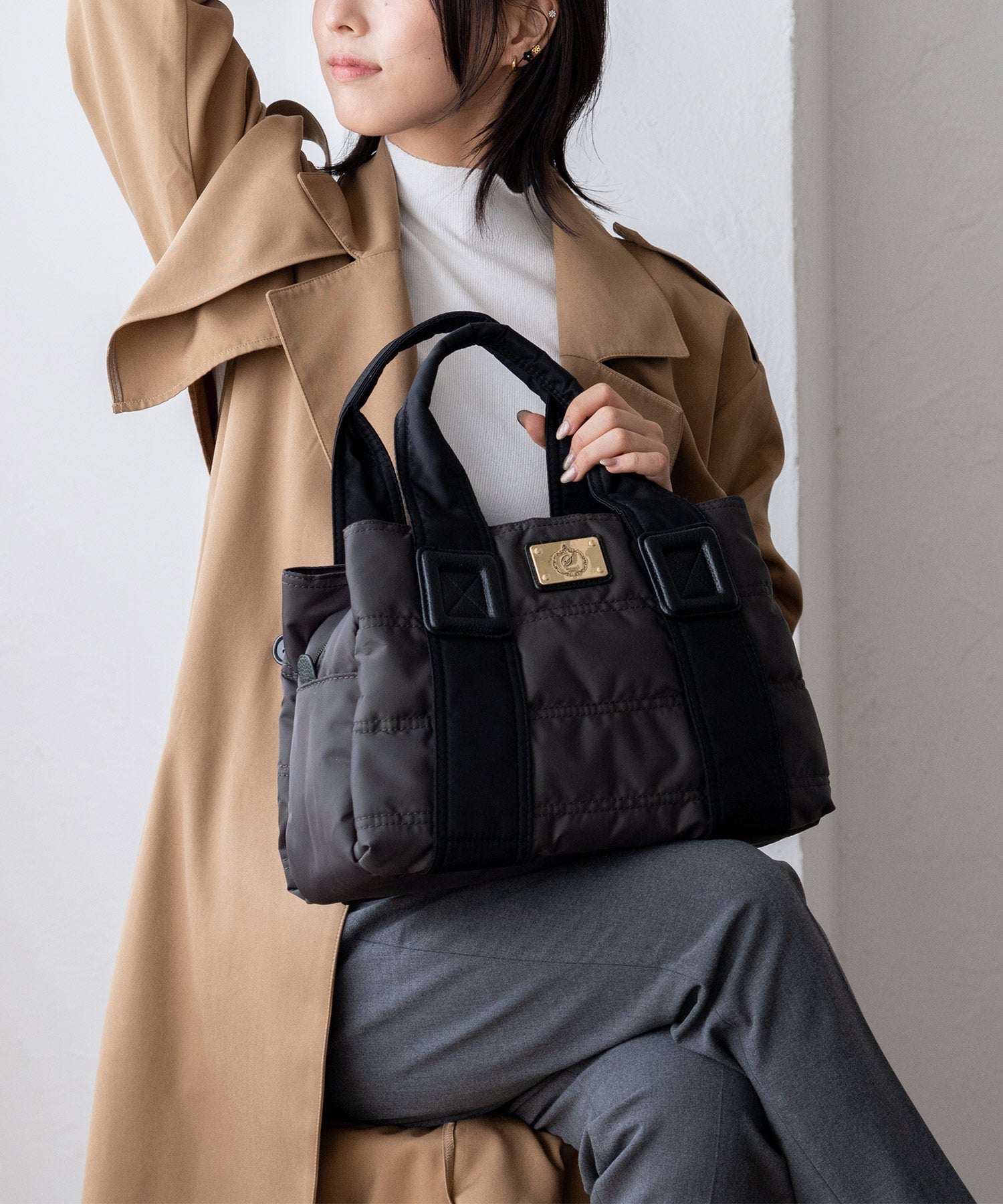 ヴィータフェリーチェ VitaFelice キルティングマザーズバッグ ダウントートバッグ ナイロン/キャンバス