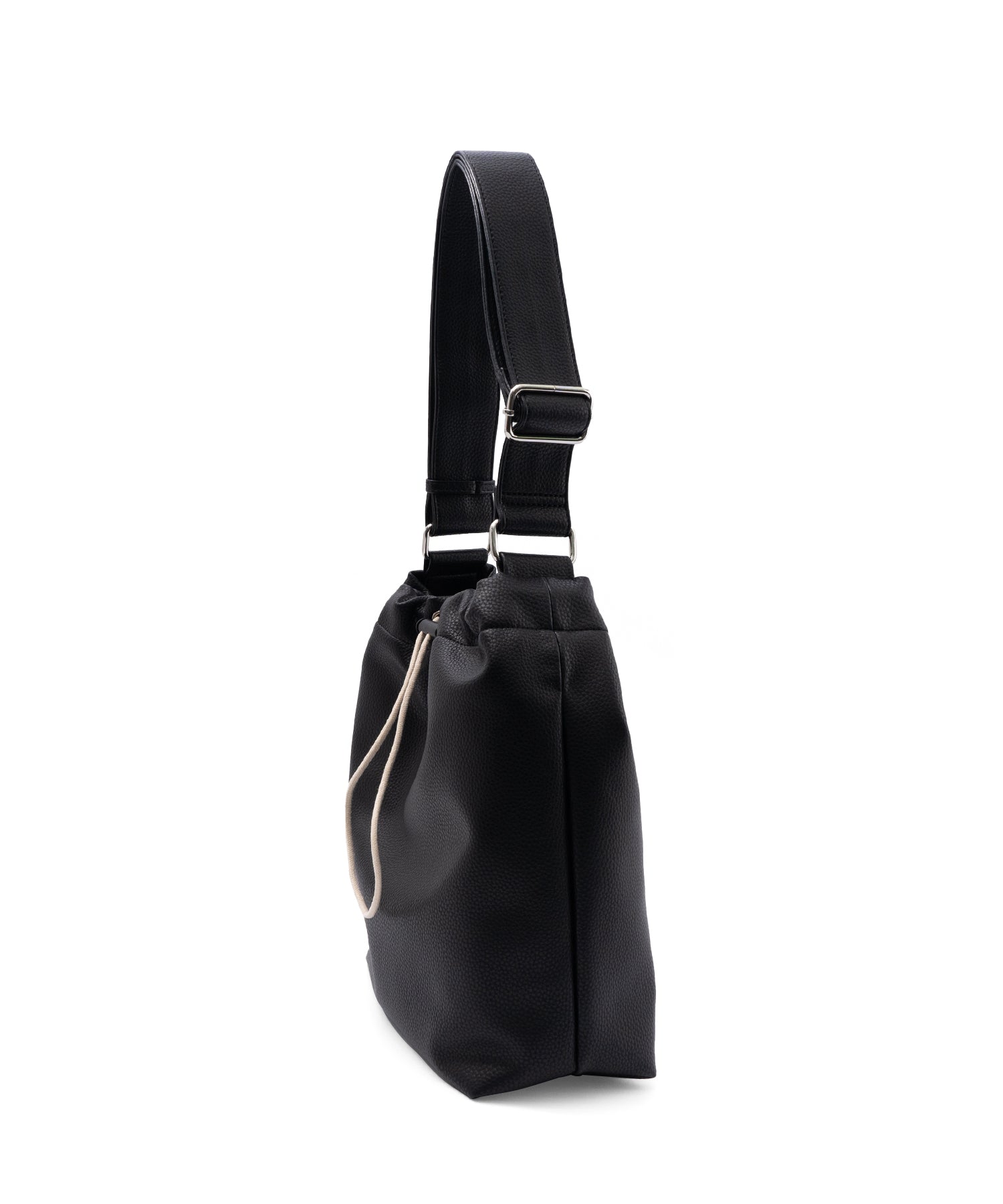 ヴィータフェリーチェ VitaFelice ソフトフェイクレザー巾着ショルダーバッグ (BK) BK