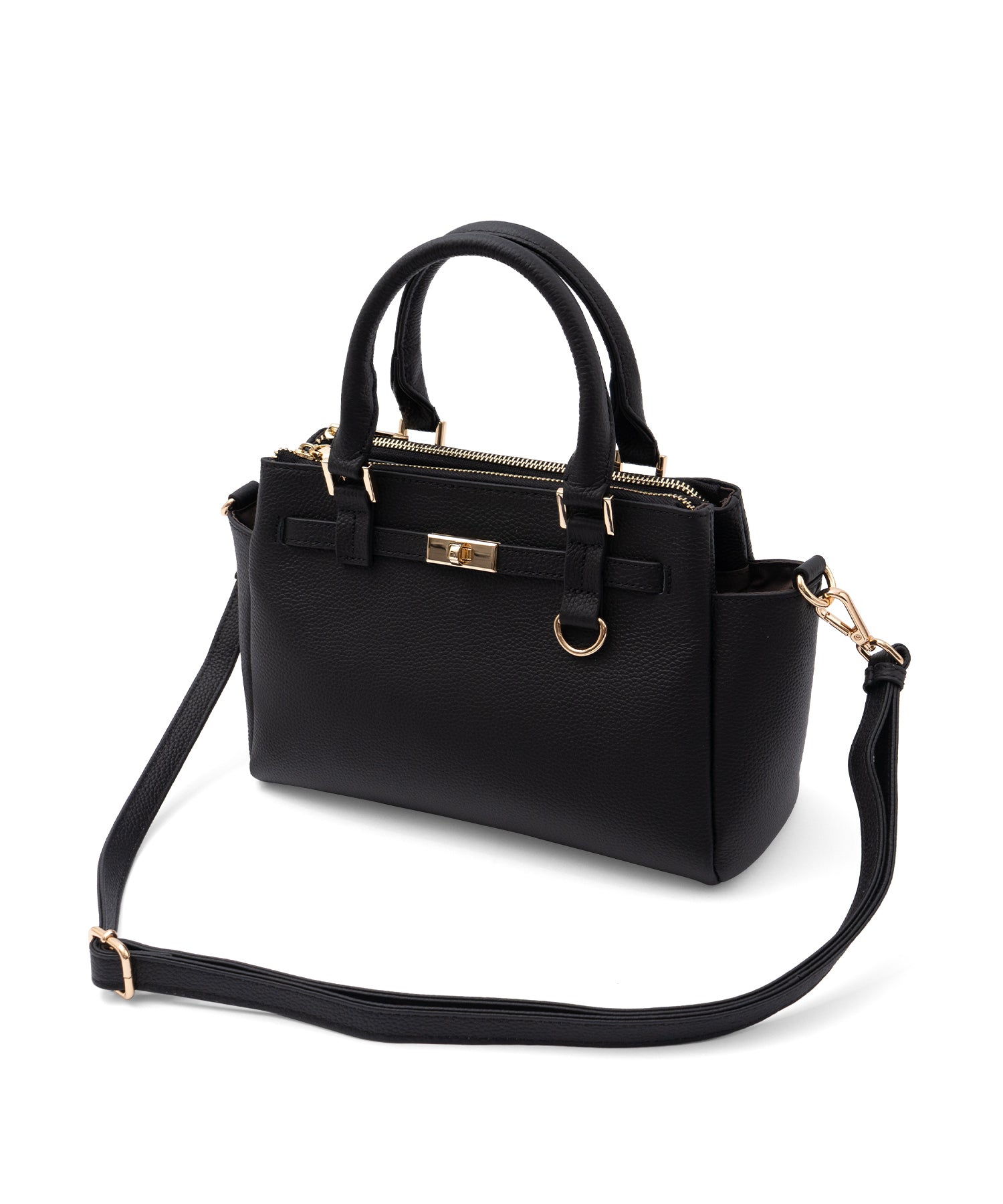 ヴィータフェリーチェ VitaFelice 3スペース本革2wayトートバッグ (BLACK) BLACK