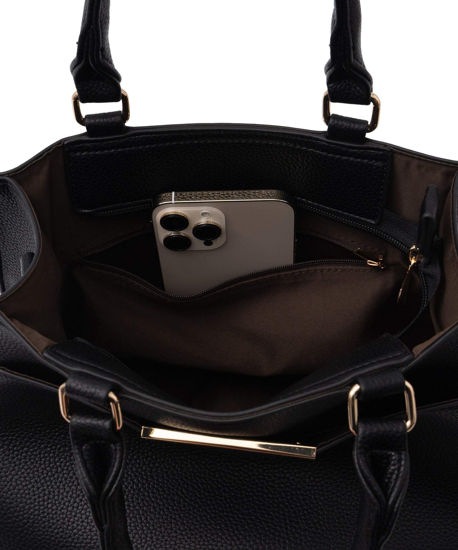 ヴィータフェリーチェ VitaFelice 3スペース本革2wayトートバッグ (BLACK) BLACK