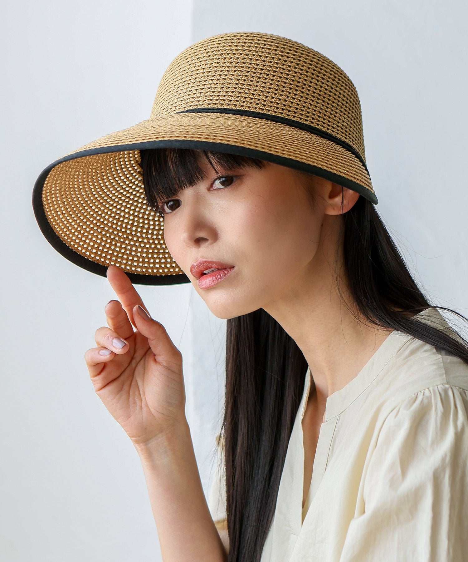 ヴィータフェリーチェ VitaFelice ペーパーブレードワイドブリムキャップ (BEIGE) BEIGE