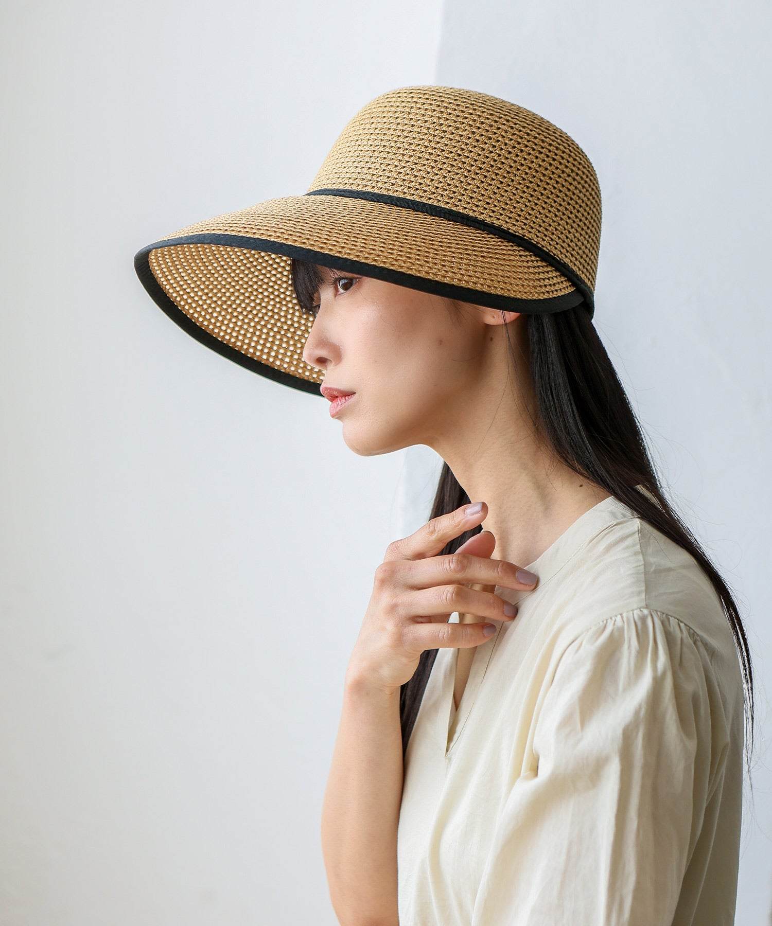 ヴィータフェリーチェ VitaFelice ペーパーブレードワイドブリムキャップ (BEIGE) BEIGE