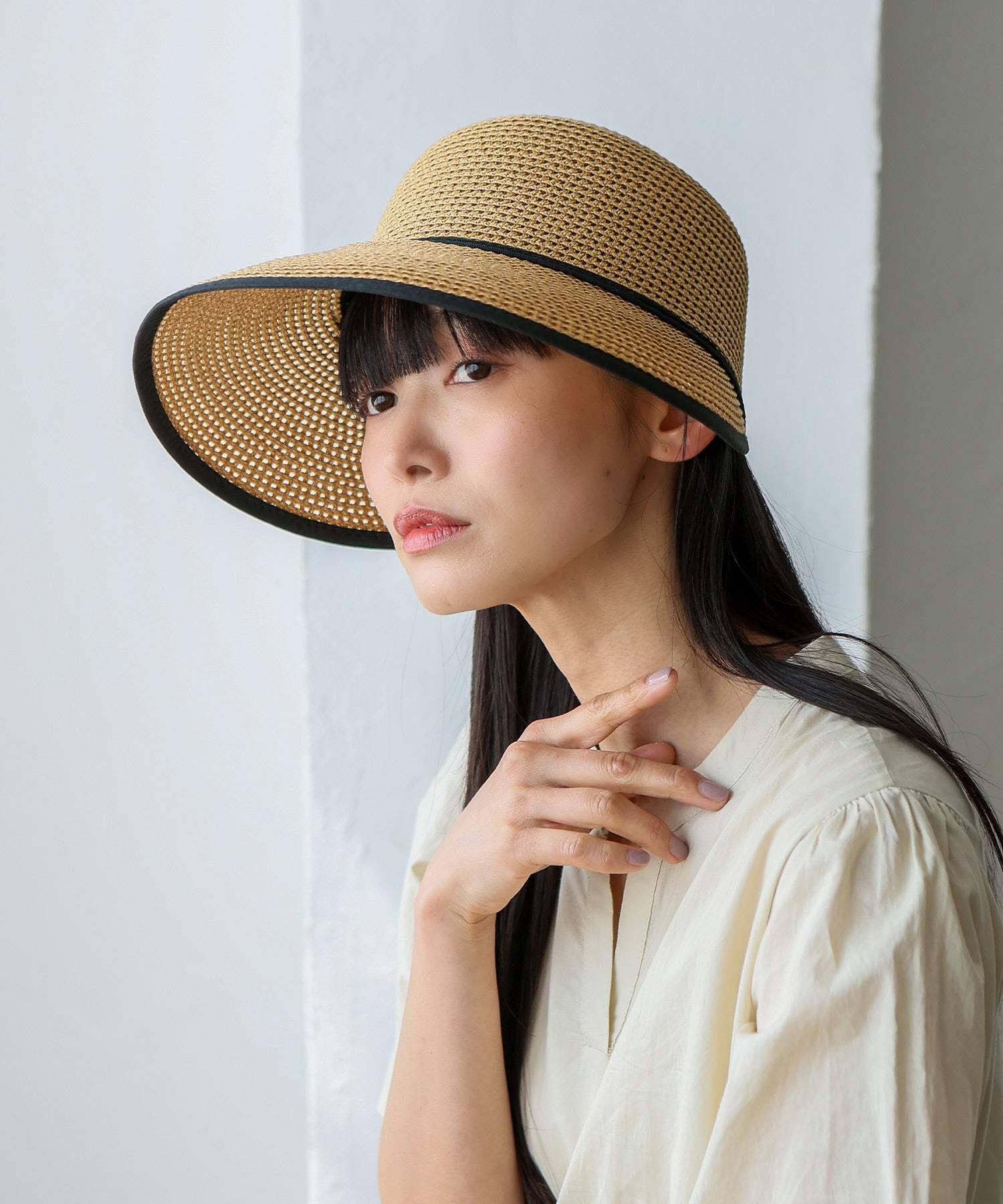 ヴィータフェリーチェ VitaFelice ペーパーブレードワイドブリムキャップ (BEIGE) BEIGE