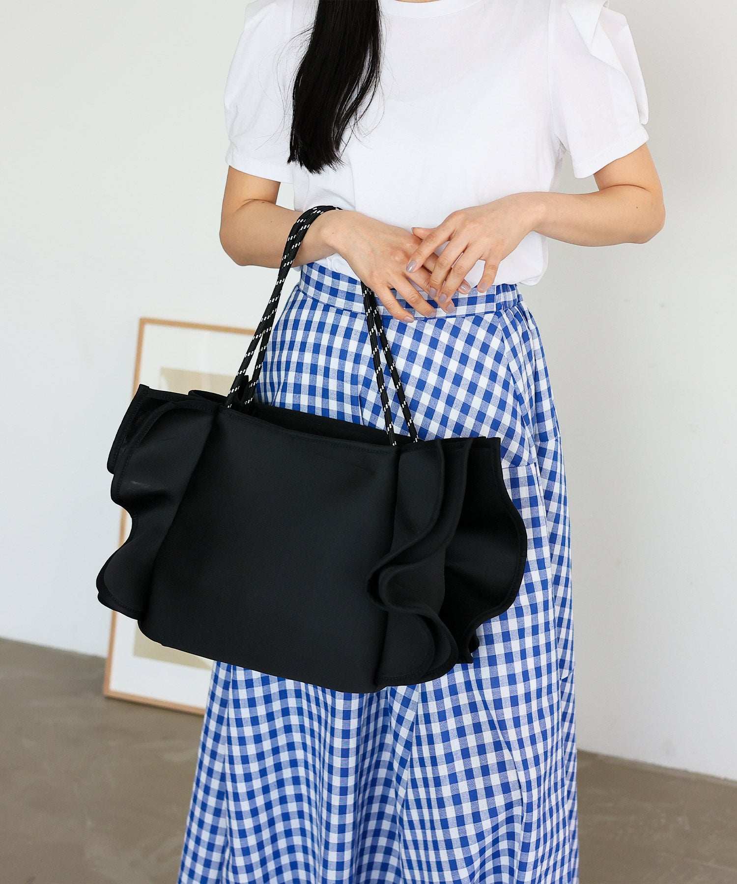 ヴィータフェリーチェ VitaFelice フリルBIGトートバッグ (BLACK) BLACK