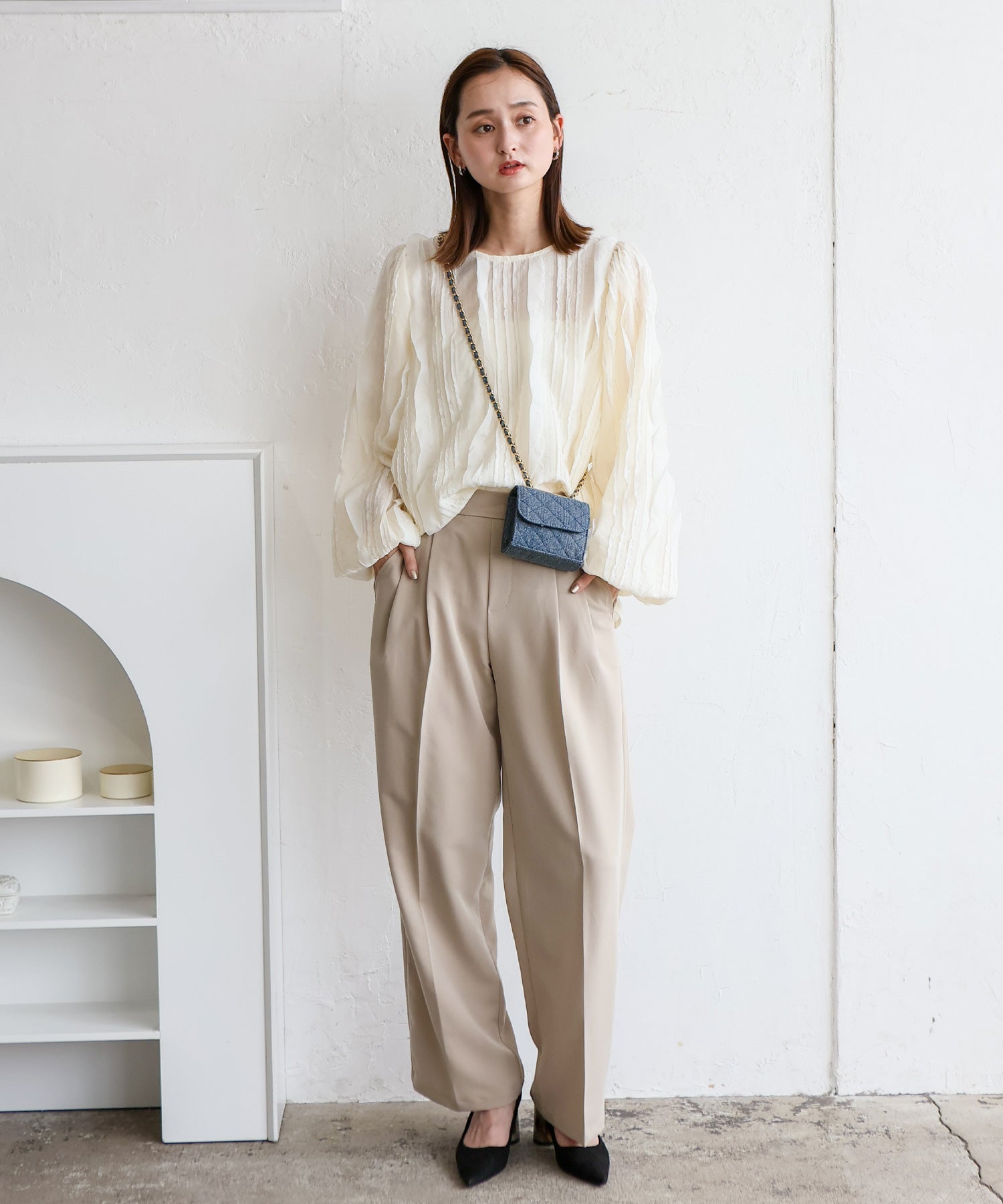 ヴィータフェリーチェ VitaFelice スクエアマイクロミニバッグ (DENIM) DENIM