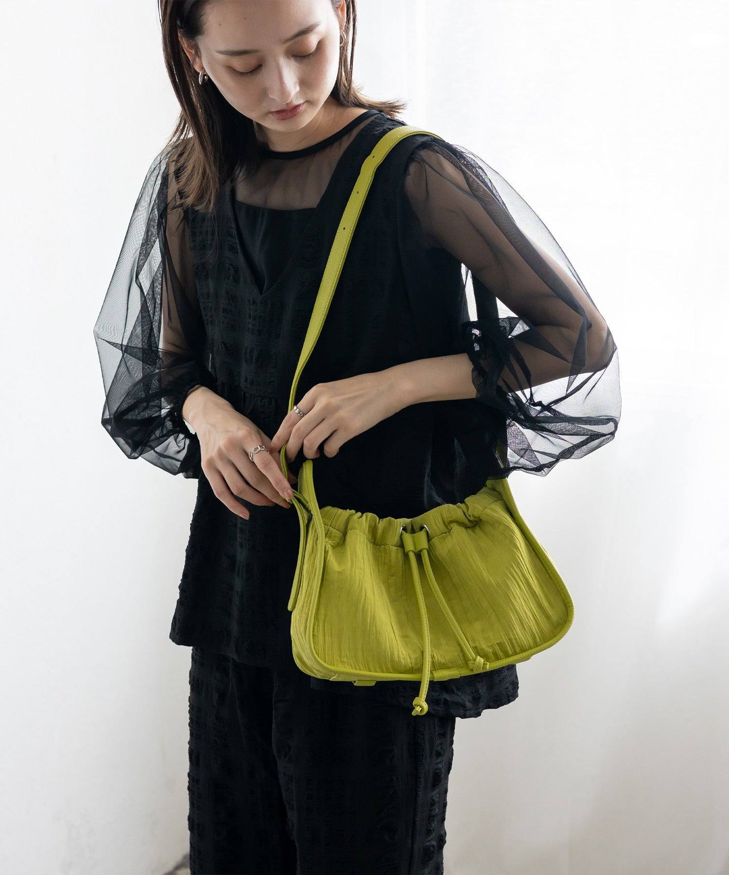 ヴィータフェリーチェ VitaFelice プリーツ巾着MINIバッグ (LIME) LIME