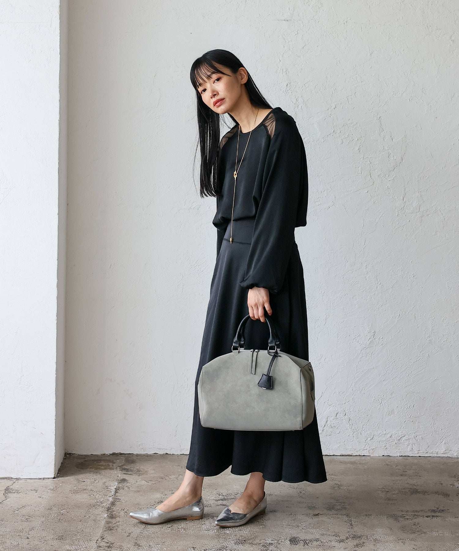 ヴィータフェリーチェ VitaFelice スエードタッチ2wayボストンバッグ (GRAY) GRAY