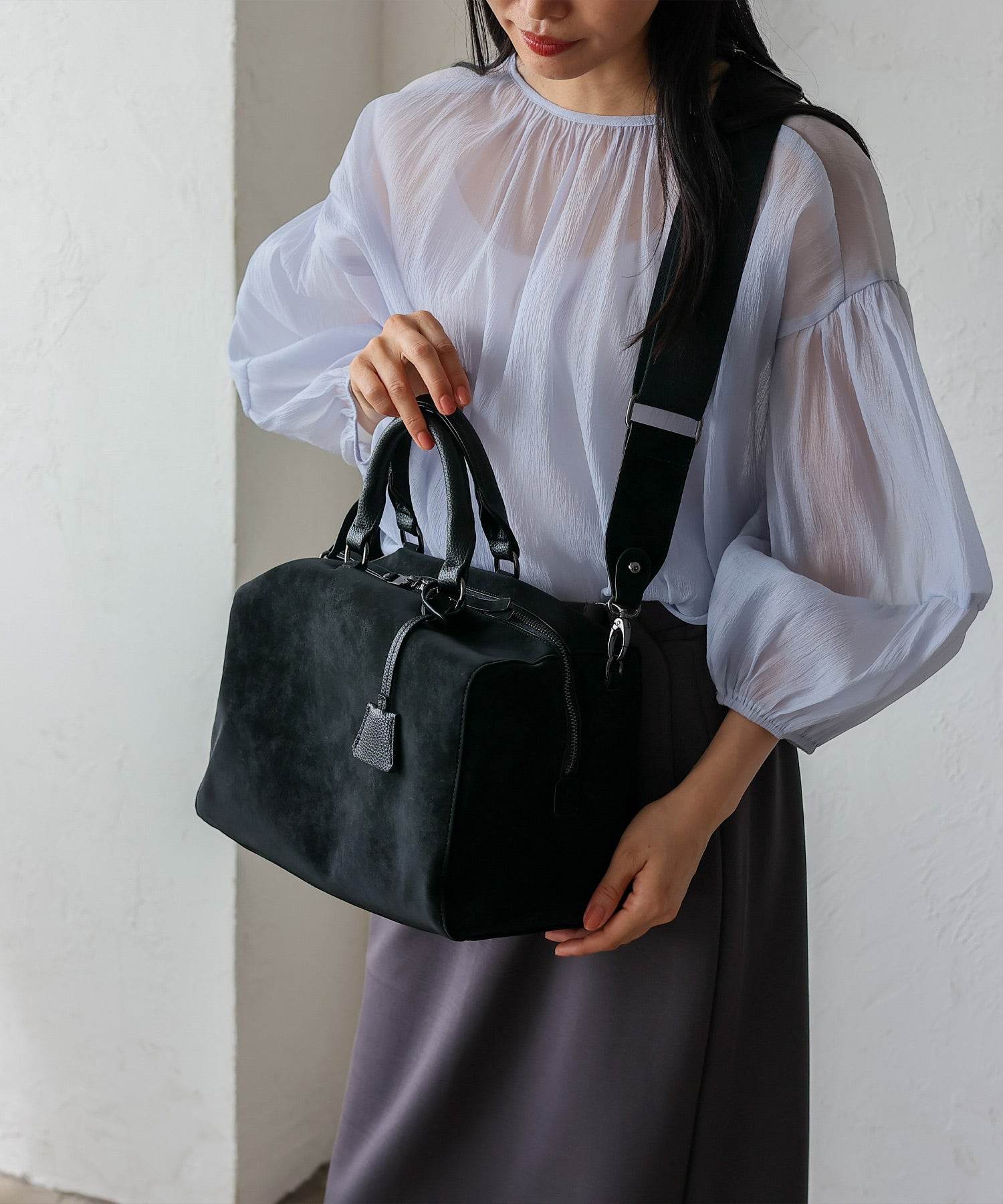 ヴィータフェリーチェ VitaFelice スエードタッチ2wayボストンバッグ (GRAY) GRAY