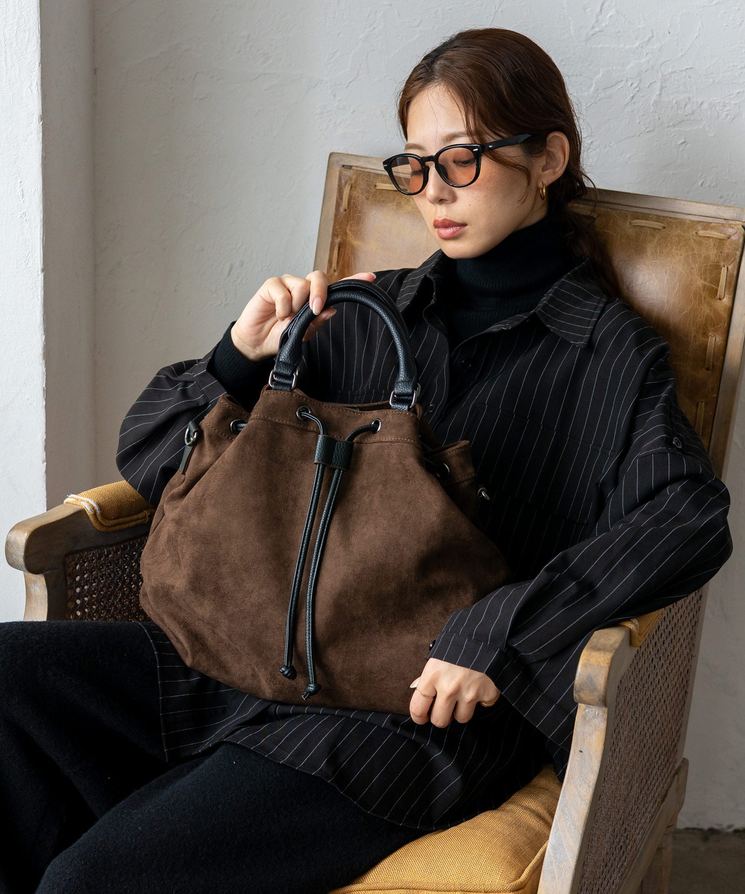 ヴィータフェリーチェ VitaFelice 巾着2wayトートバッグ ショルダーバッグ (SBROWN) SBROWN