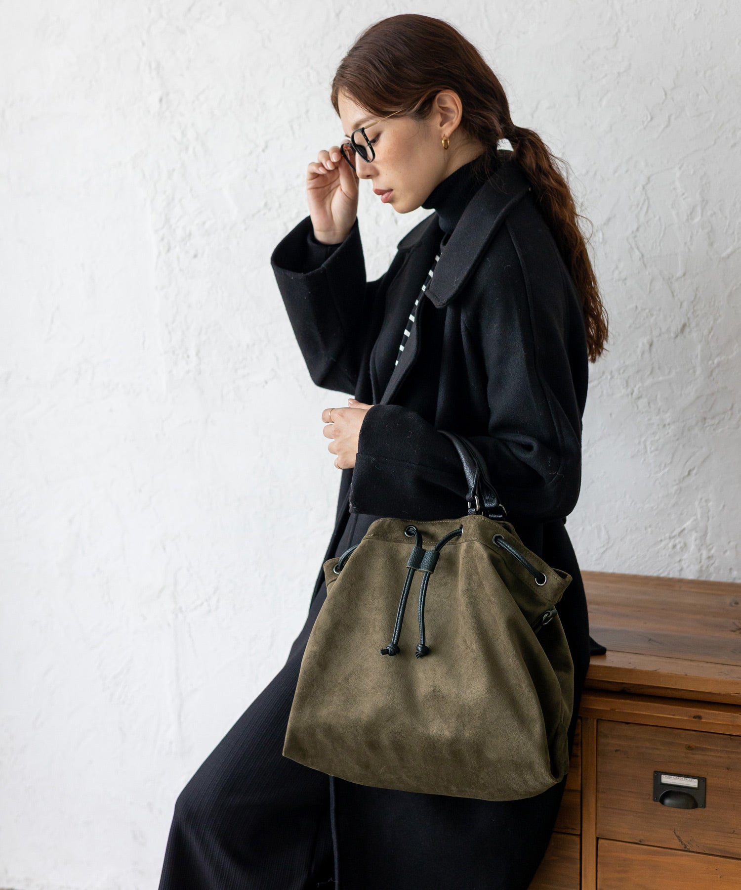 ヴィータフェリーチェ VitaFelice 巾着2wayトートバッグ ショルダーバッグ (SBROWN) SBROWN