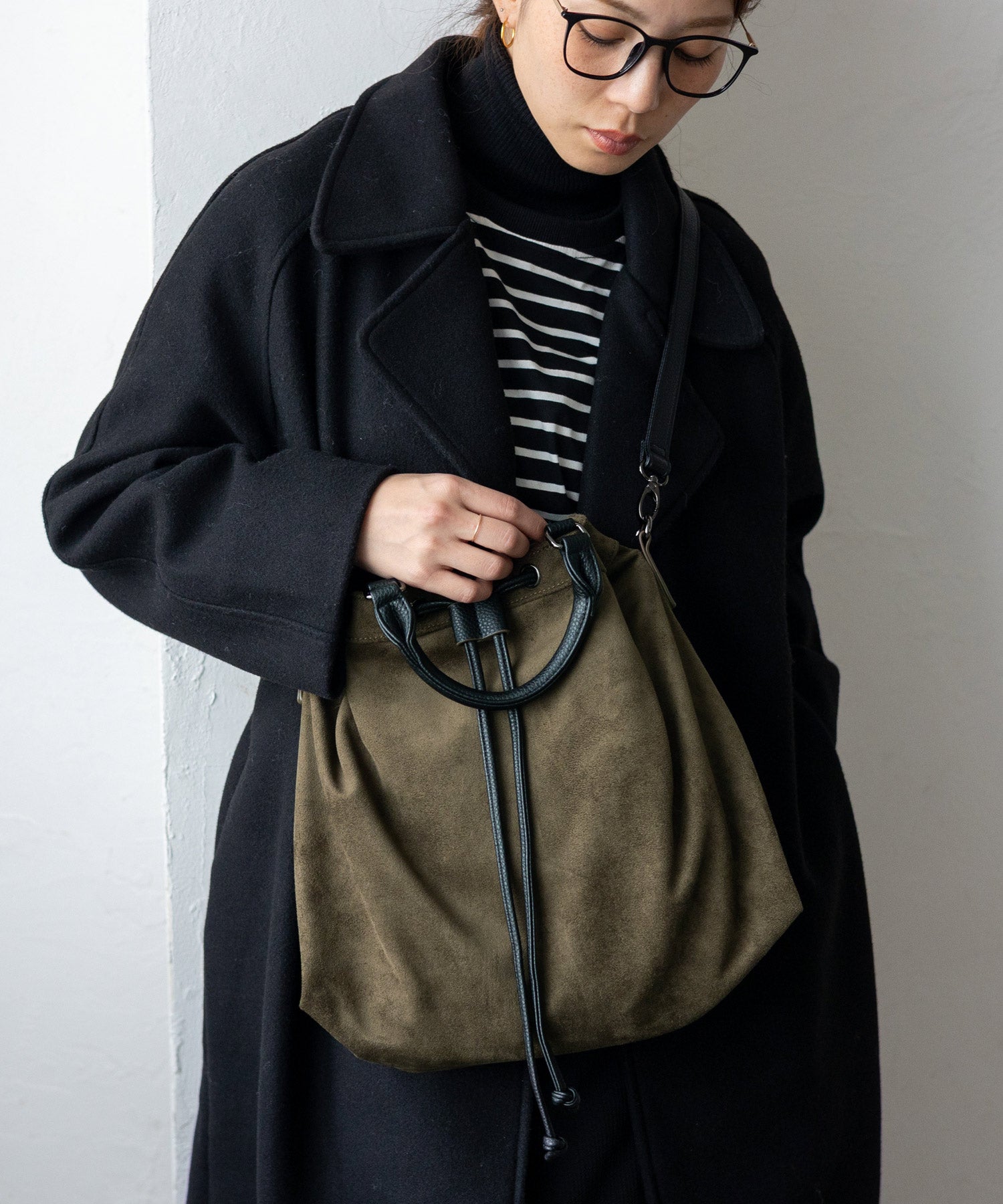 ヴィータフェリーチェ VitaFelice 巾着2wayトートバッグ ショルダーバッグ (SBROWN) SBROWN