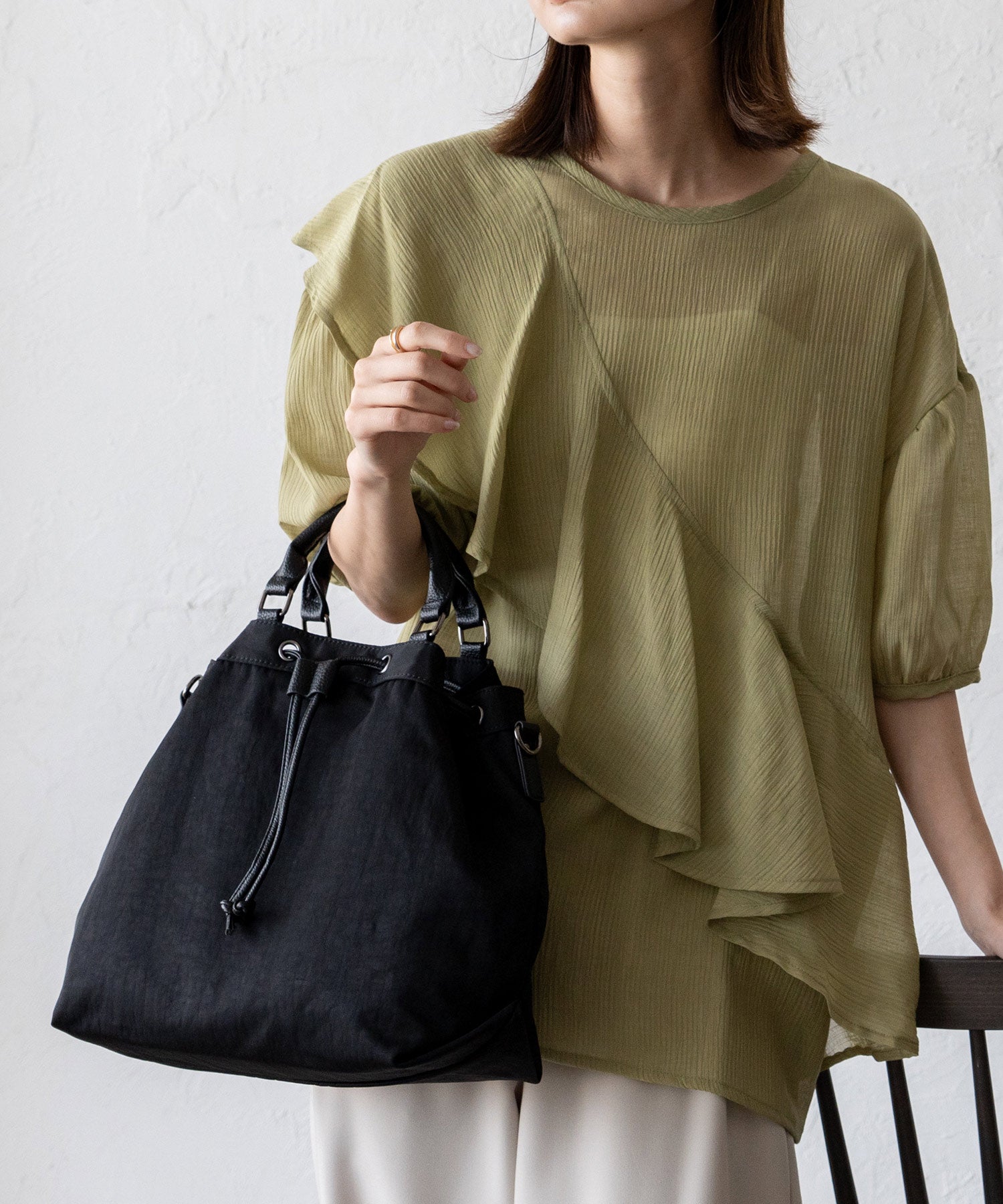 ヴィータフェリーチェ VitaFelice 巾着2wayトートバッグ ショルダーバッグ (SBROWN) SBROWN
