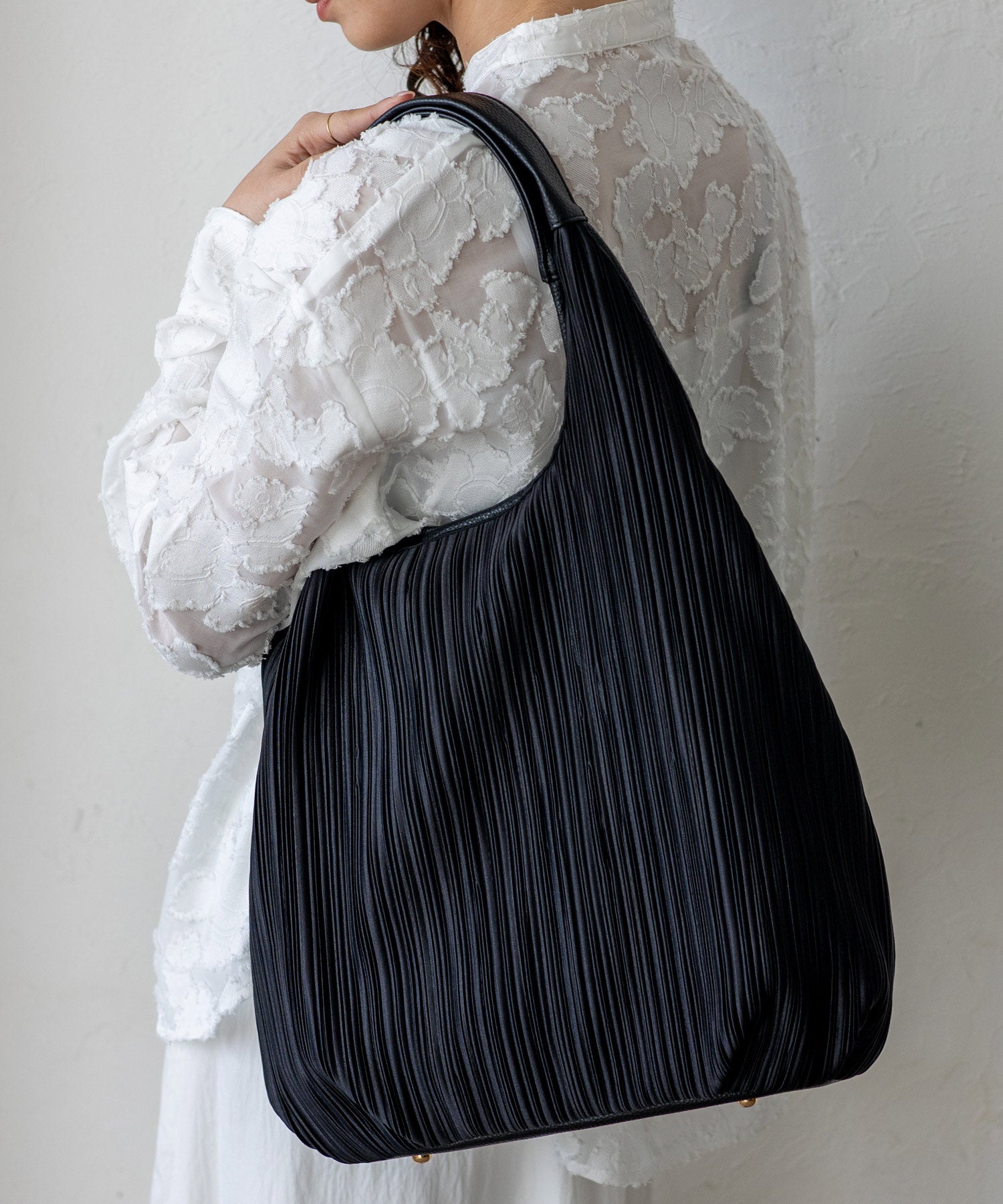 ヴィータフェリーチェ VitaFelice プリーツロングハンドルトートバッグ (GRAY) GRAY