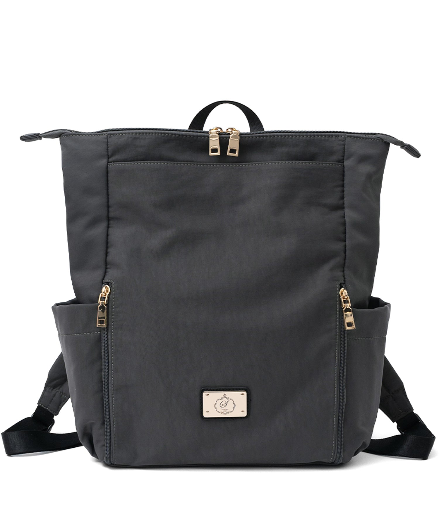 ヴィータフェリーチェ VitaFelice ゴールドプレートナイロン2wayリュック (BLACK) BLACK