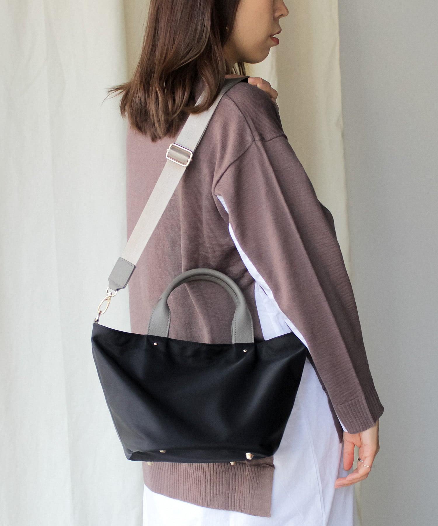 ヴィータフェリーチェ VitaFelice 本革×ナイロントートバッグ 弁当 本革ハンドル ミニバッグ 斜めがけ 2wayショルダーバッグ 通勤バッグ,BK